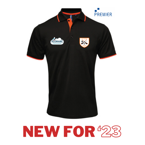 NEW for '23 St. Colums Contrast Polo Black with Tangerine Trim (Men/Unisex cut)