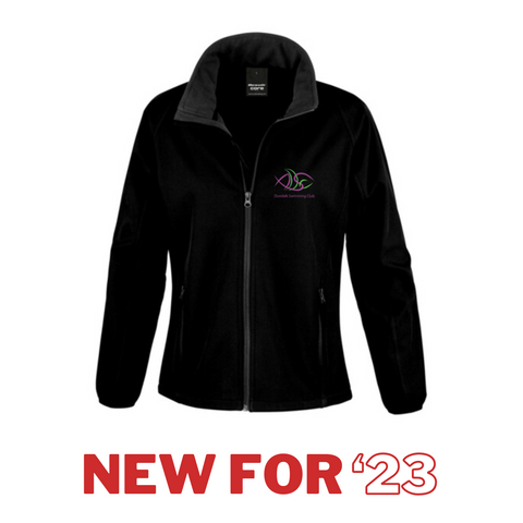 NEW for '23 AURA Swimming Club Dundalk Black Softshell Jacket Adults (Ladies cut)