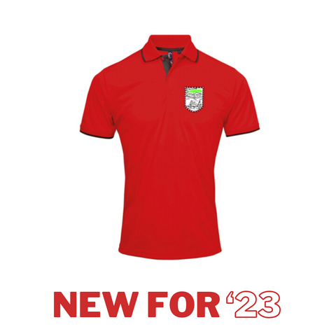 NEW for '23 Beara Ladies GFC Contrast Polo Red with Black Trim (Men/Unisex cut)
